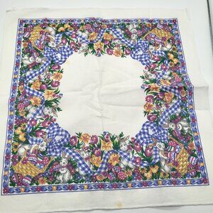 VTG 90s Easter Linens Napkins Set of 8 Picnic Country Spring Bunny Eggs Floral